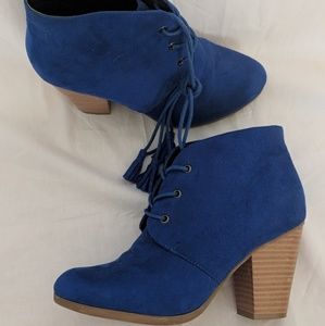Blue suade ankle heel